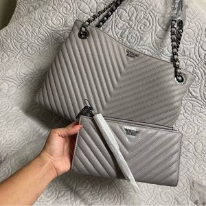 Victoria's Secret V Quilted Purse + Wallet NWT